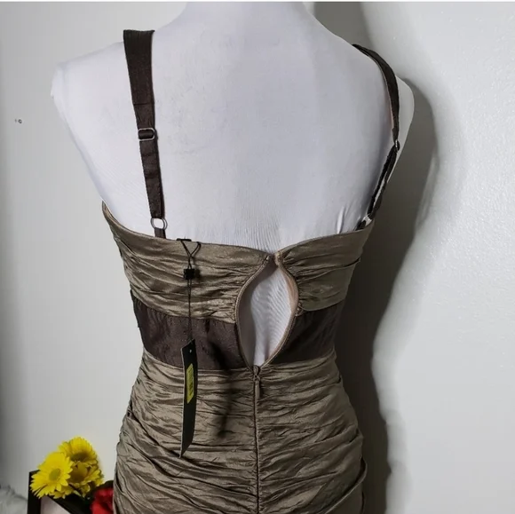 NEW BCBG MAXAZRIA Runway Simson Mocha Cocktail Dress Party Elegant Luxury Club - Picture 3 of 14